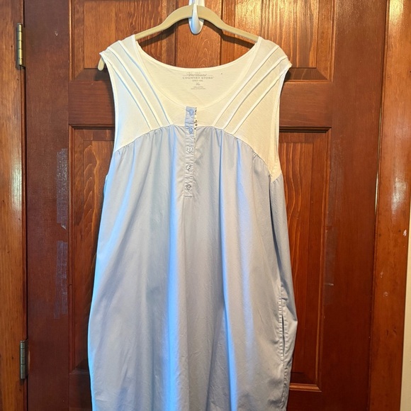 The Vermont Country Store Cotton Sleeveless Nightgown White and Light Blue XL - Picture 7 of 7